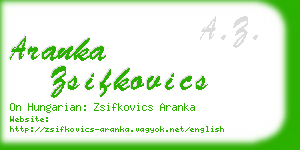 aranka zsifkovics business card